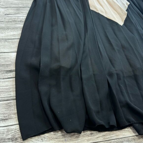 Vivayou Women's Maxi Dress Tan Beige Black Accordion Pleat L LG Large Ruffle - Picture 8 of 15